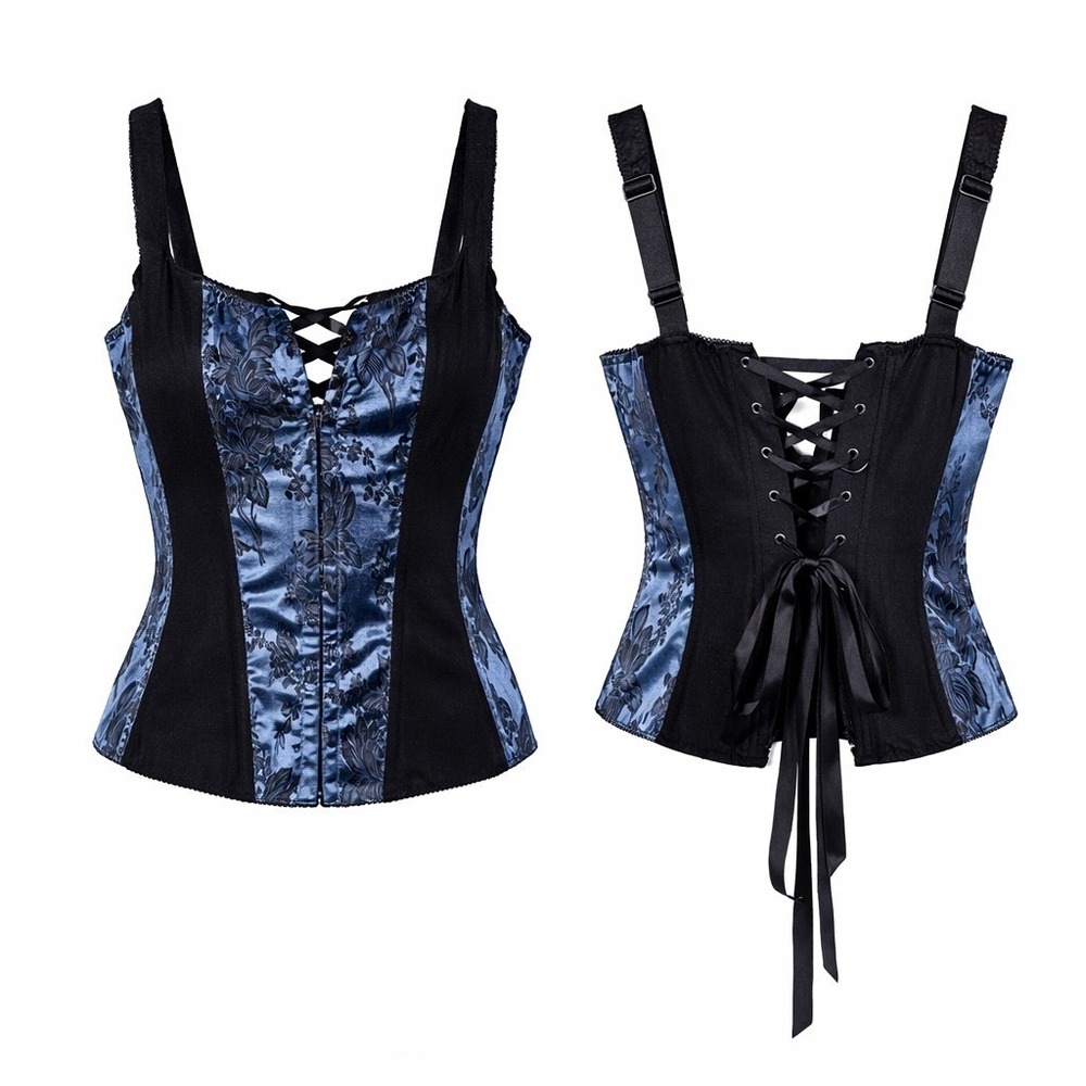 Intimate Attitudes Floral Brocade Corset Hook and Eye Front Lace Up Back Size 42